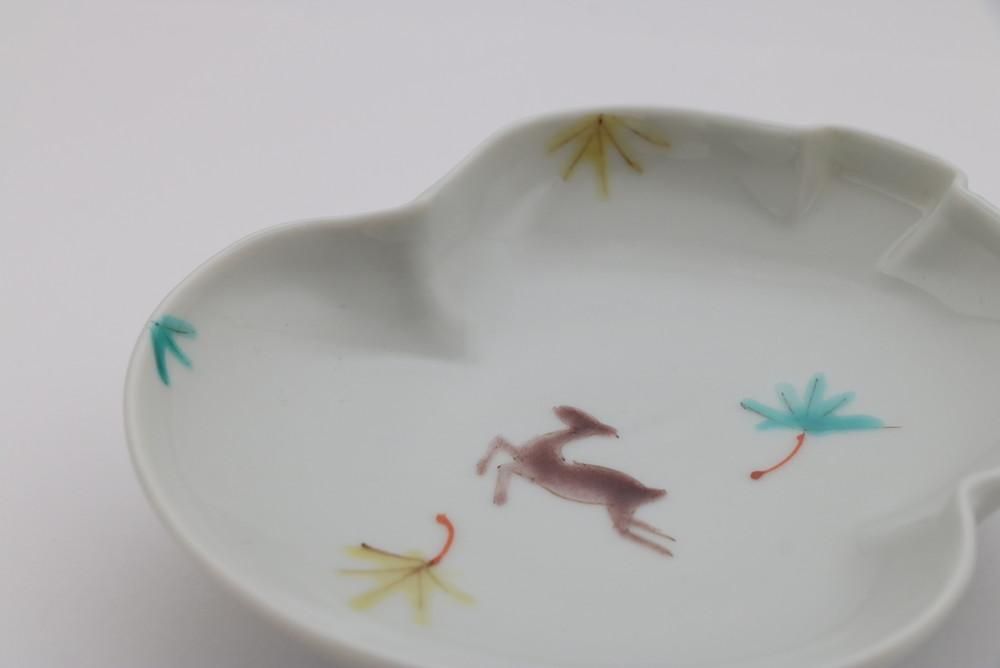 九谷焼　鹿　皿 九谷焼鹿皿