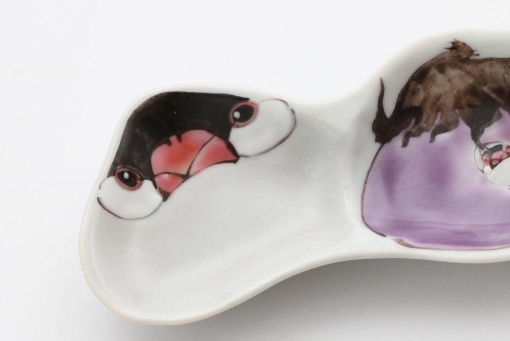 文鳥豆皿 3連 -茄子- - 石川の伝統工芸 九谷焼作家通販サイト 文鳥豆皿 3連 -茄子- - 石川の伝統工芸 九谷焼作家通販サイト