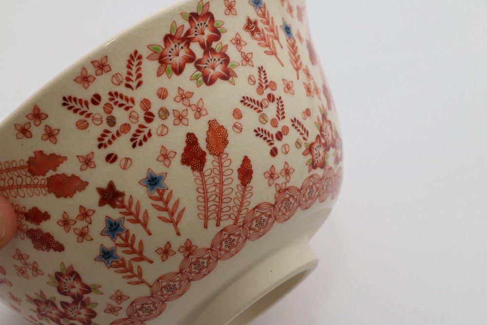 稀少　加賀久谷 谷口製　細密人物往来図(内絵 景色図)　煎茶用茶巾 稀少 加賀久谷 谷口製 細密 人物往来図 内絵 景色図 茶巾（加賀