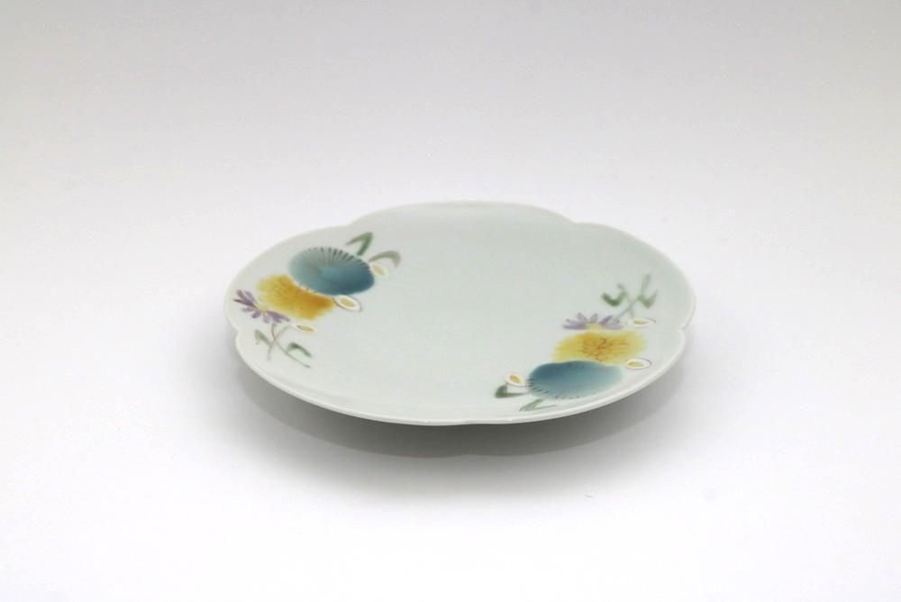 5寸花型皿 花束 ブルー - 石川の伝統工芸 九谷焼作家通販サイト