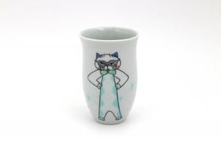 湯のみ 細 ネコメガネ no.1