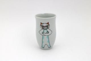湯のみ 細 ネコメガネ no.2