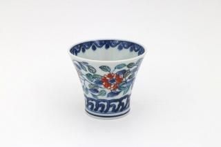 縁反りゆのみ 色絵回花文