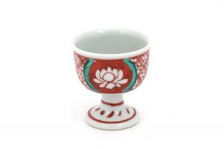 山本芳岳作 九谷焼 赤江繊描桃文杯 馬上杯 金彩 祥瑞 京焼 京紋 山本芳
