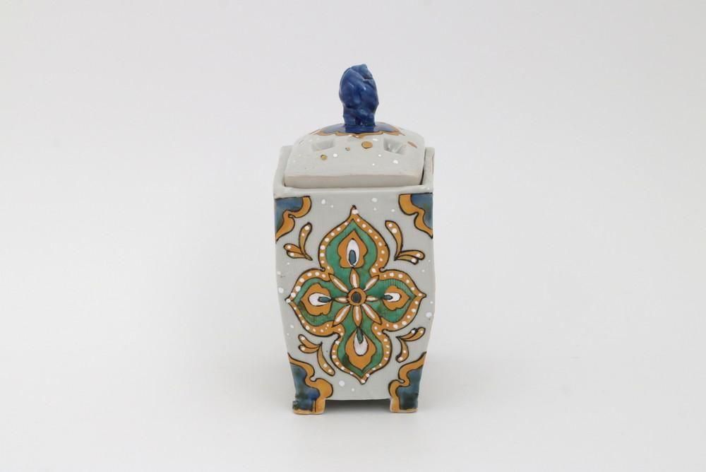 香炉　朝霧焼　陶芸品 九谷焼 3号香炉 青九谷花鳥 – 漆陶舗あらき 輪島塗 九谷焼 山中