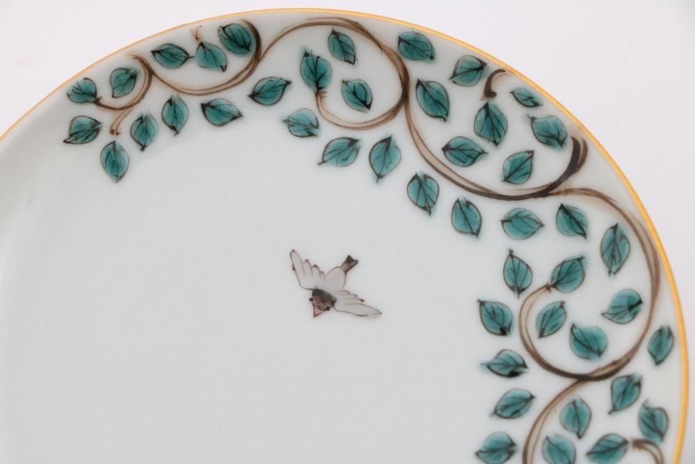 10cm皿 唐草インコ no.23 ブンチョウ - 石川の伝統工芸 九谷焼