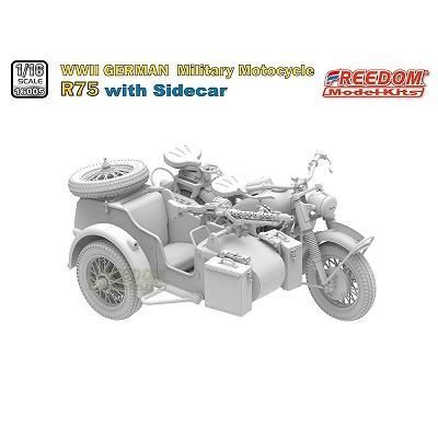 プラモデル　1/16 WW.II ドイツ R75 オートバイ w/サイドカー [FRE16005] 1/16 WW.II ドイツ R75 オートバイw/サイドカー - (株)ビーバー