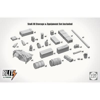 1/35 10.5cm突撃榴弾砲42 &amp; III号 突撃砲G型 中期型 2 in 1 w/車載品 プラモデル(TKOB8017) TAKOM(タコム) 10.5cm突撃榴弾砲42 & III号 突撃砲G型 中期型 2 in 1 w/車載品
