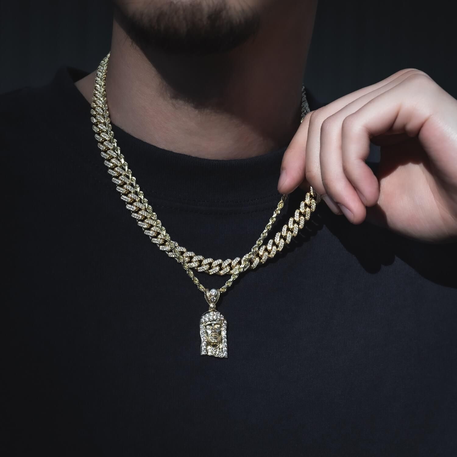 ダイヤモンド 10K イエローゴールド マイアミネックレス 幅8.2mm ダイヤモンド 10K イエローゴールド マイアミネックレス 幅8.2mm