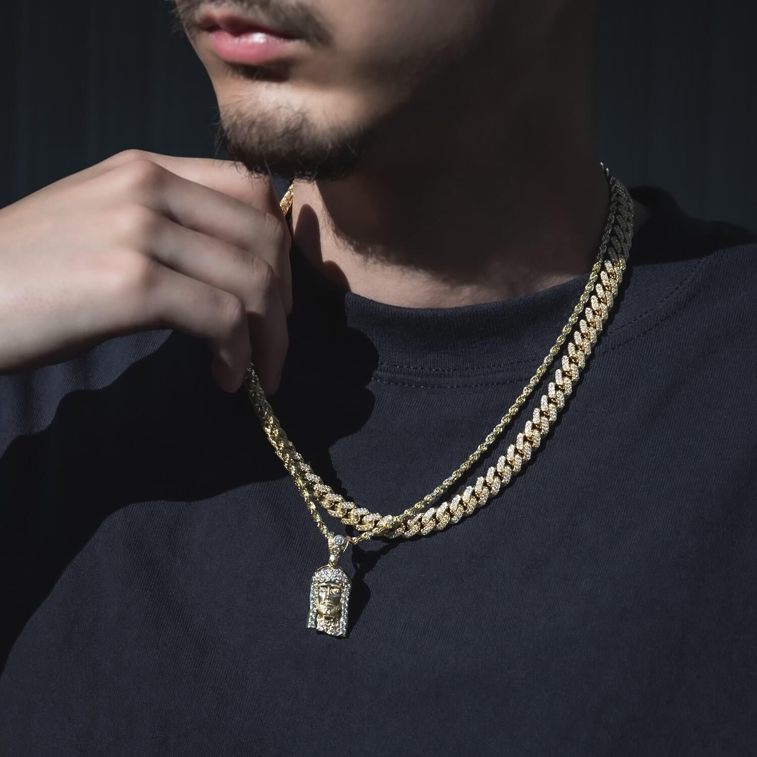 ダイヤモンド 10K イエローゴールド マイアミネックレス 幅8.2mm ダイヤモンド 10K イエローゴールド マイアミネックレス 幅8.2mm