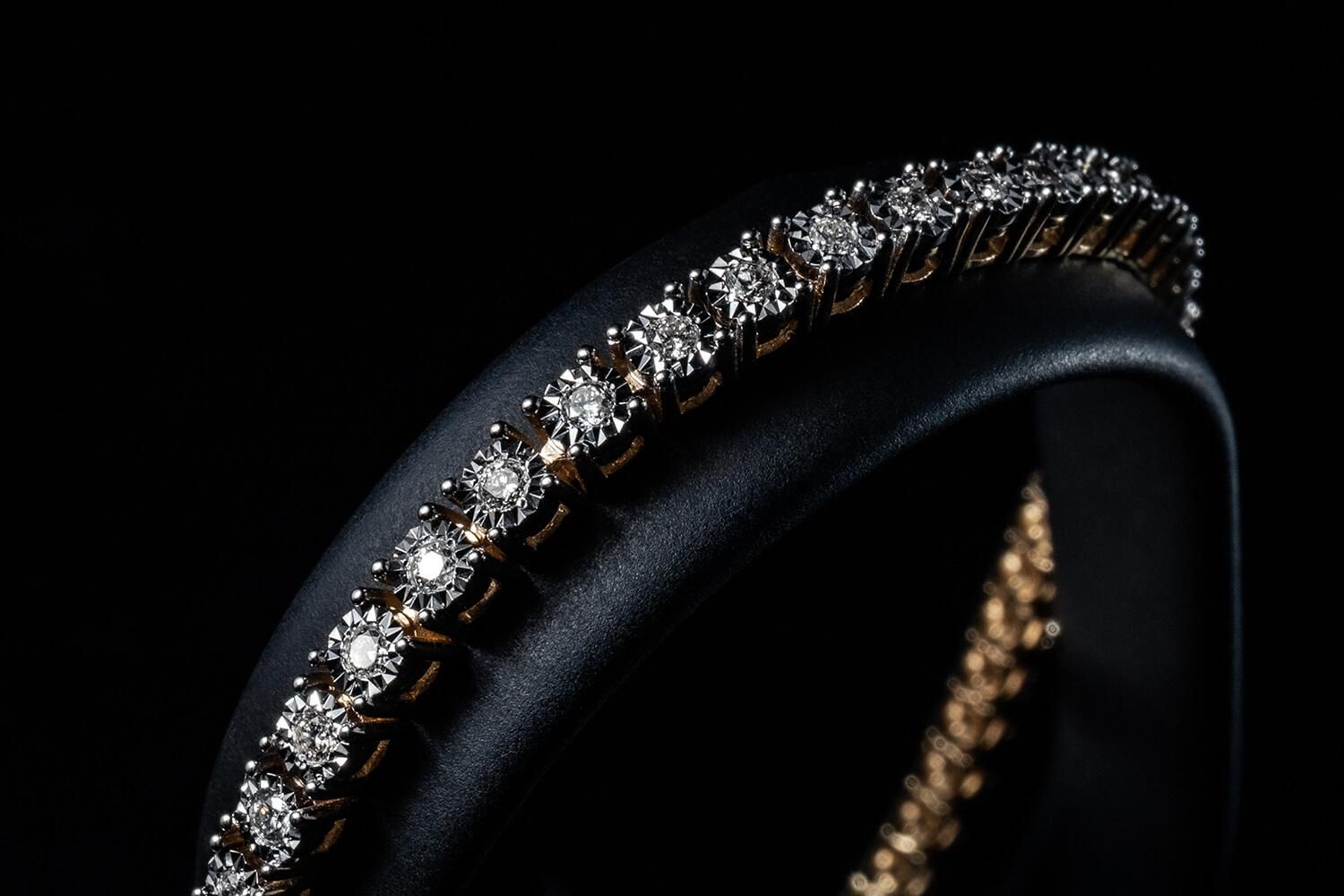 ダイヤモンド 14K イエローゴールド テニスブレスレット 幅3mm ダイヤモンド 14K イエローゴールド テニスブレスレット 幅3mm