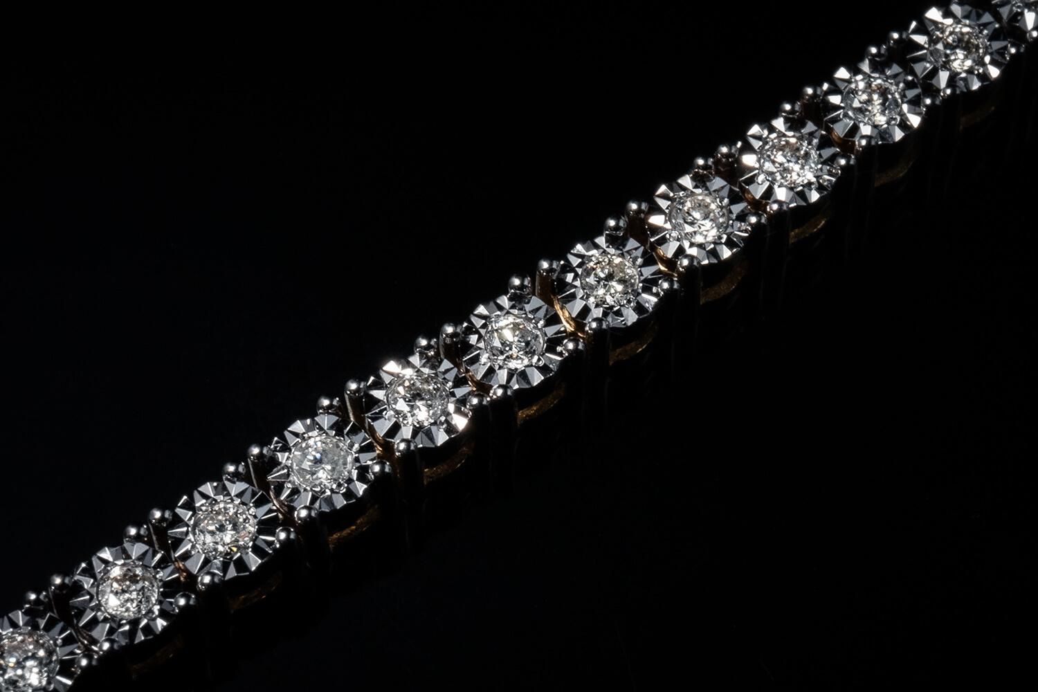 ダイヤモンド 14K イエローゴールド テニスブレスレット 幅3mm ダイヤモンド 14K イエローゴールド テニスブレスレット 幅3mm