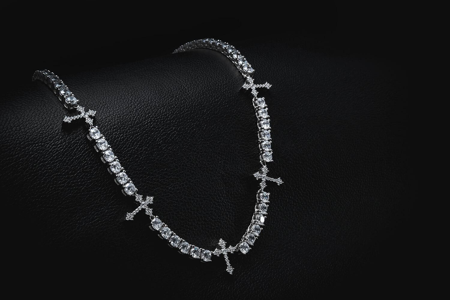 シルバー テニスネックレス 幅4mm 45cm-50cm AHNL-D001-CROSS シルバー テニスネックレス 幅4mm 45cm-50cm AHNL-D001-CROSS