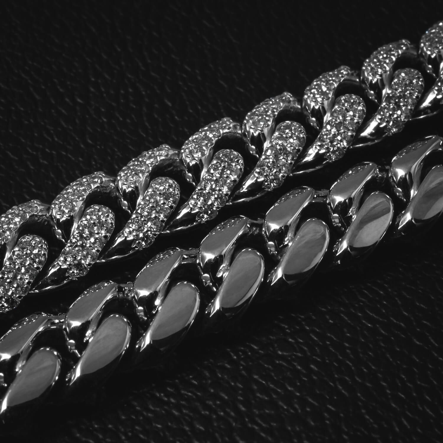ダイヤモンド 10K ホワイトゴールド マイアミネックレス 幅8.2mm ダイヤモンド 10K ホワイトゴールド マイアミネックレス 幅8.2mm