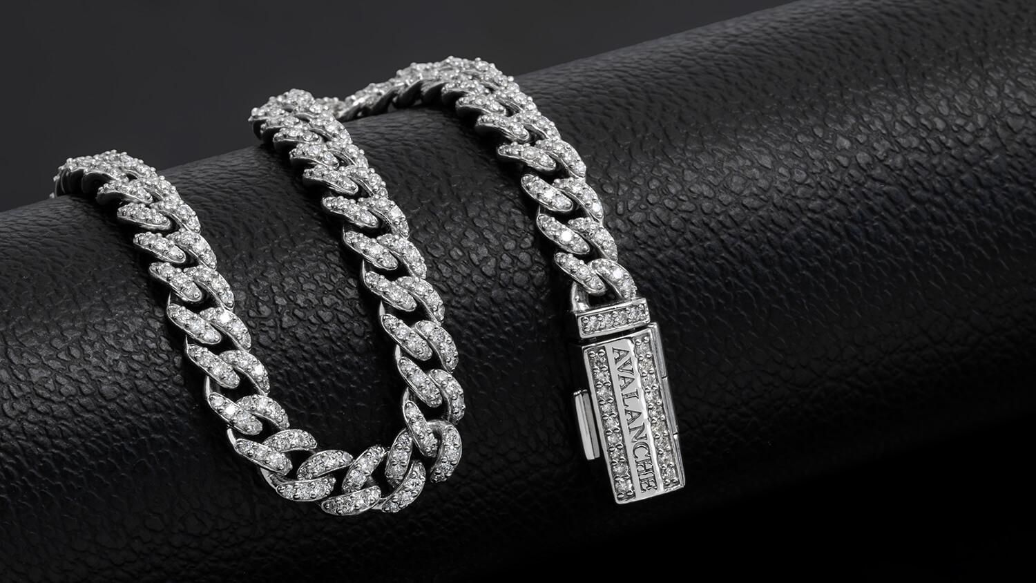 ダイヤモンド プラチナ900 マイアミブレスレット 幅5mm 19cm