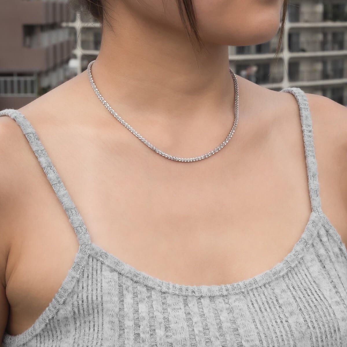 シルバー ツイストスパークルネックレス 幅3mm 35cm-60cm HB-D シルバー ツイストスパークルネックレス 幅3mm 35cm-60cm HB-D