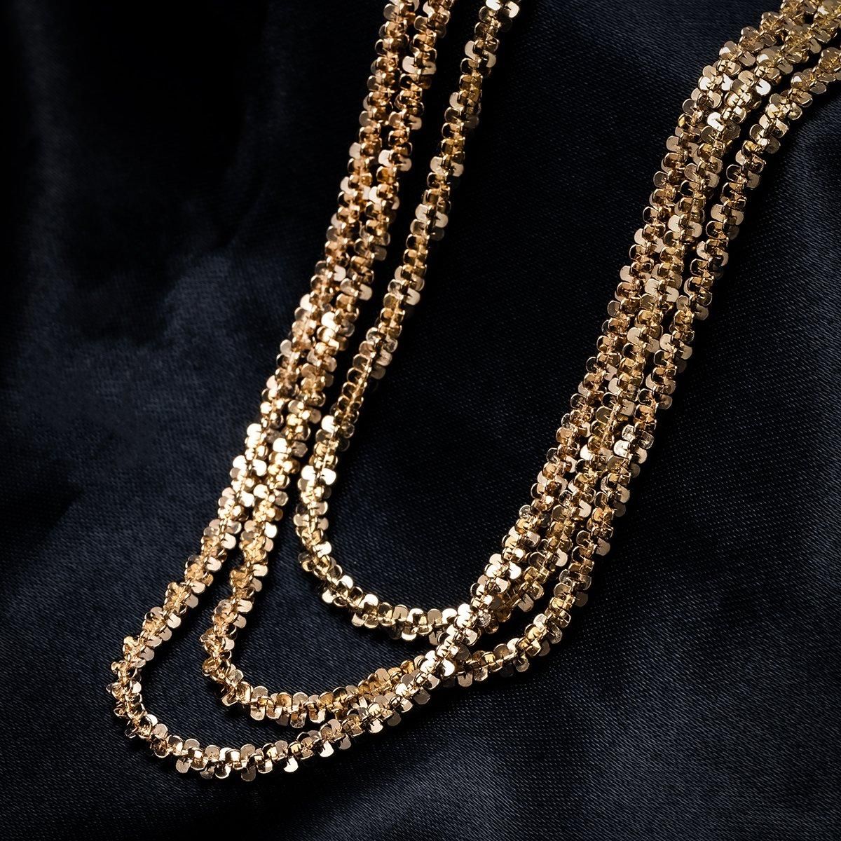 10K イエローゴールド ツイストスパークルネックレス 幅3mm 35cm 10K イエローゴールド ツイストスパークルネックレス 幅3mm 35cm