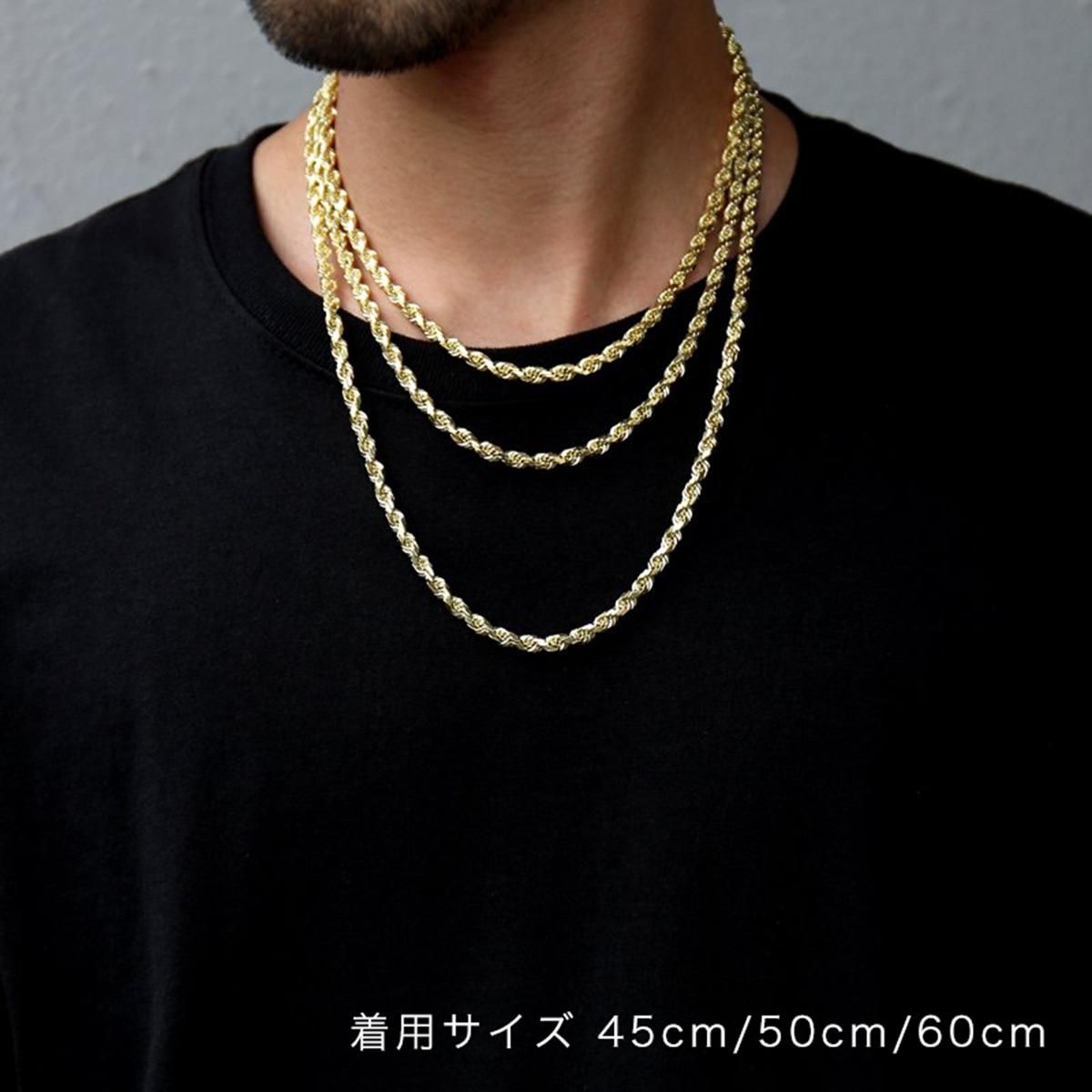 10K イエローゴールド ロープネックレス 幅4.5mm 45cm-60cm 定価 10K イエローゴールド ロープネックレス 幅4.5mm 45cm-60cm 定価