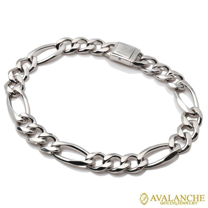 シルバー フィガロブレスレット 幅8mm 19cm-21cm 200F2-31D6-CHC 