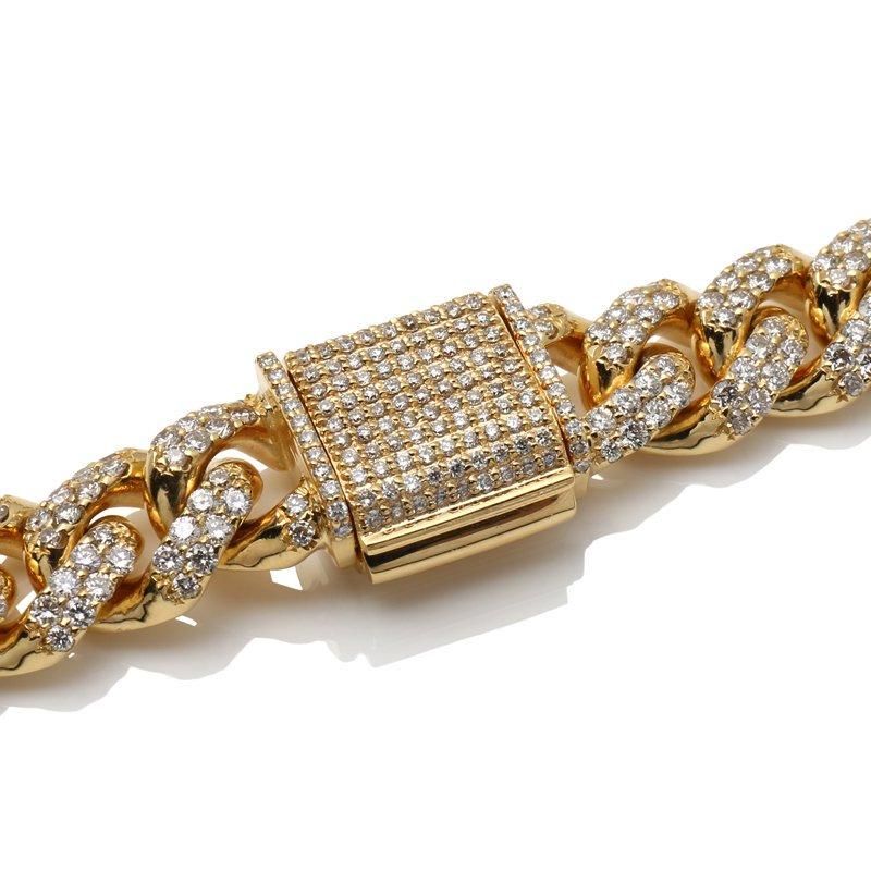 ダイヤモンド 14K イエローゴールド マイアミネックレス 幅10mm ダイヤモンド 14K イエローゴールド マイアミネックレス 幅10mm