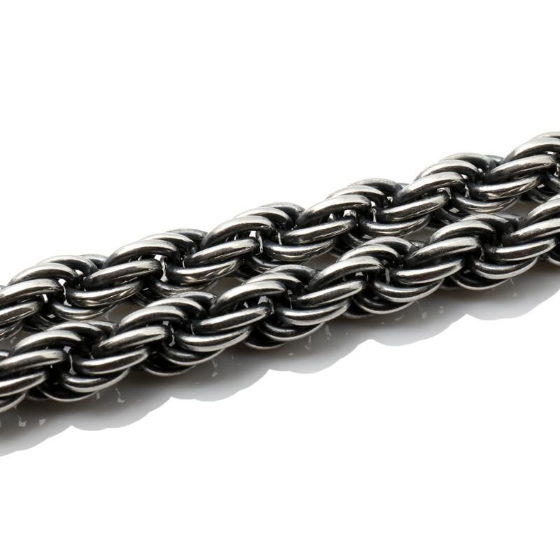 シルバー ロープブレスレット 幅10mm 19cm いぶし加工