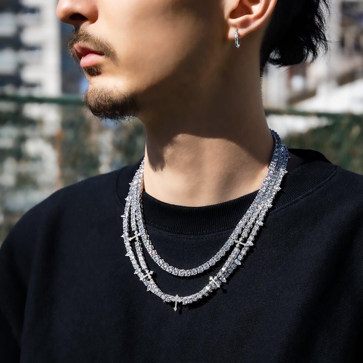 シルバー テニスネックレス 幅5mm 45cm-55cm AHNL-D001-5MM シルバー テニスネックレス 幅5mm 45cm-55cm AHNL-D001-5MM