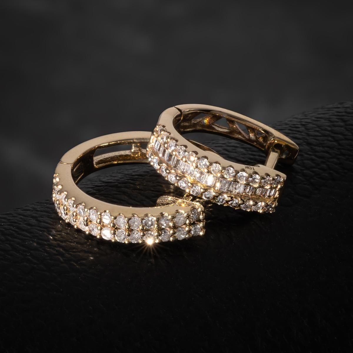 ダイヤモンド 10K イエローゴールド ピアス 12mm E1801BR-10Y