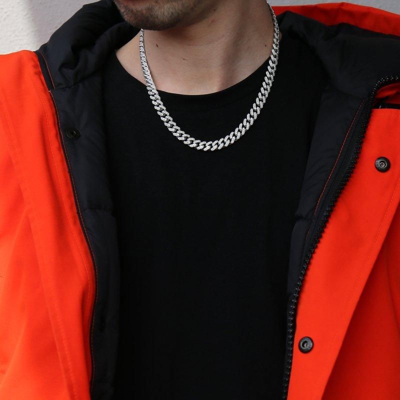 ダイヤモンド 10K ホワイトゴールド マイアミネックレス 幅9.5mm 50cm