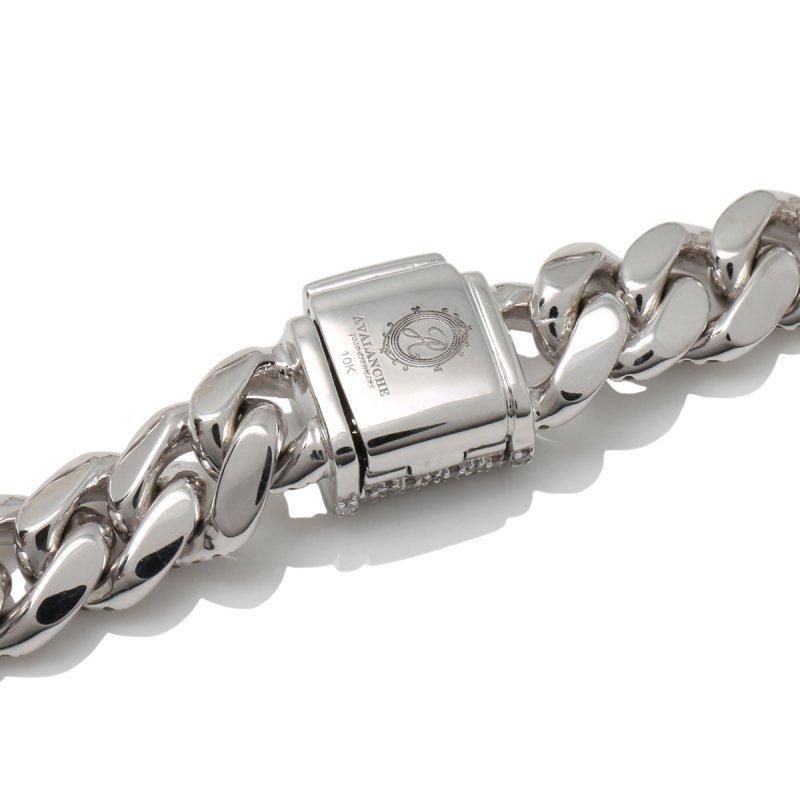 ダイヤモンド 10K ホワイトゴールド マイアミネックレス 幅9.5mm 50cm