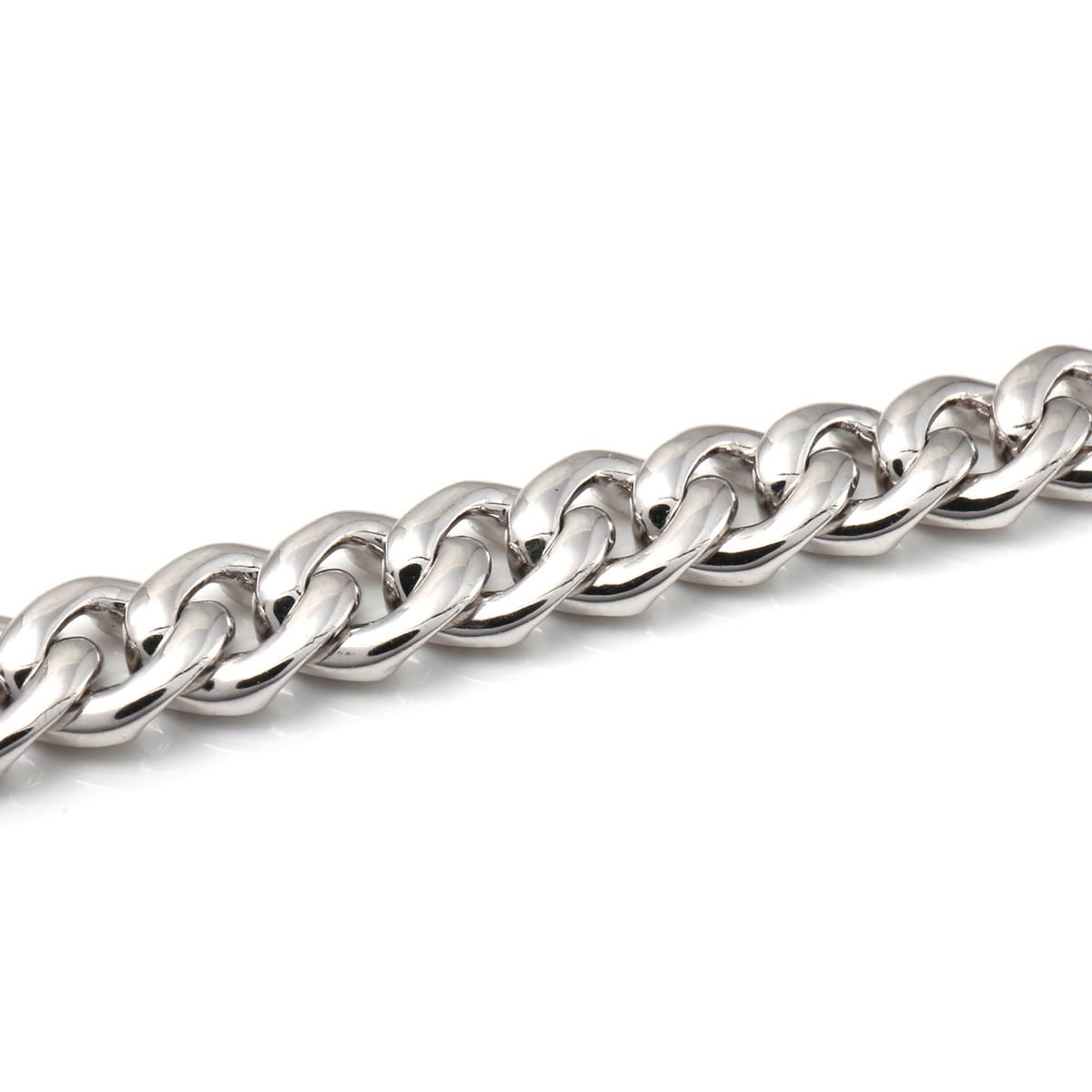 ダイヤモンド 14K ホワイトゴールド マイアミブレスレット 幅7mm