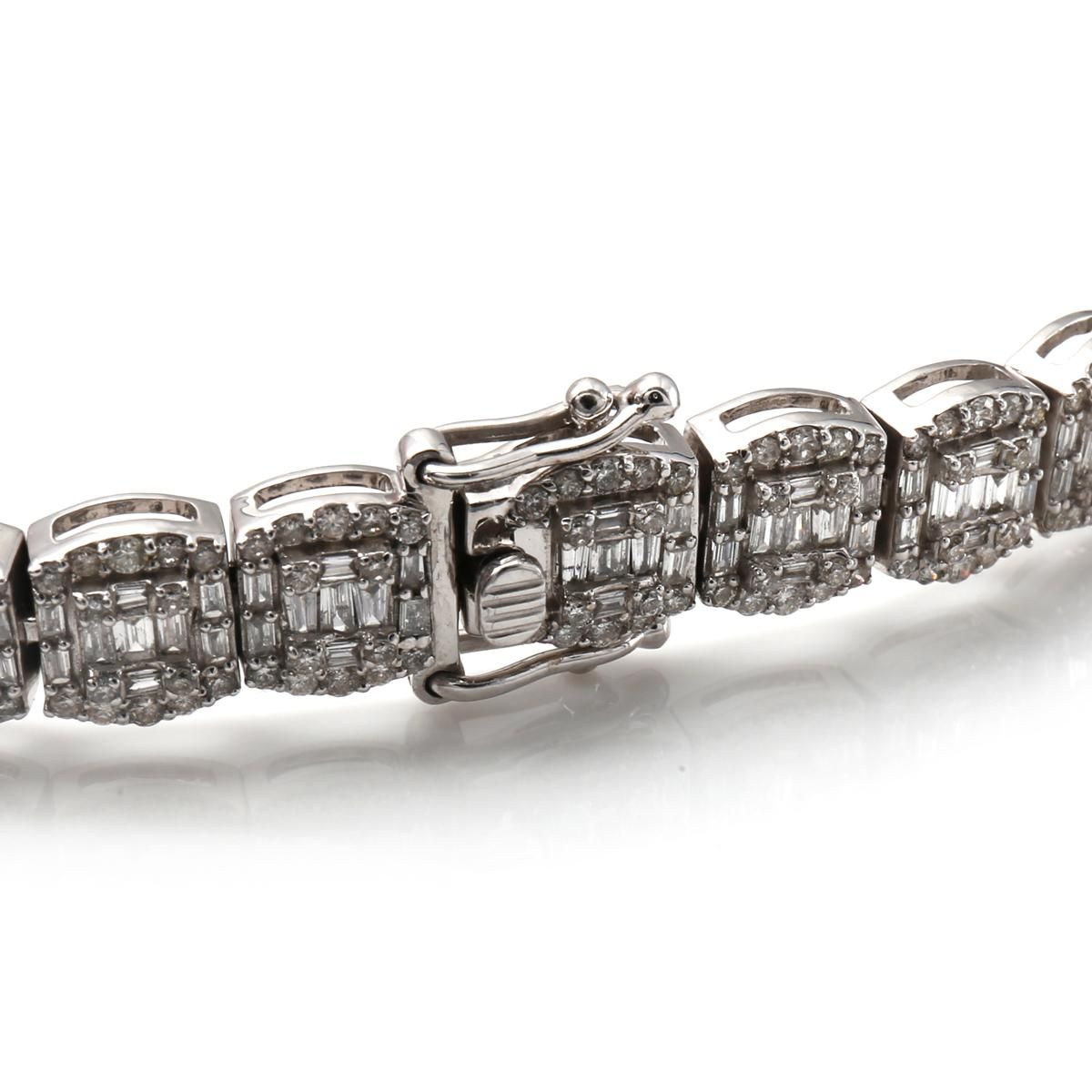 ダイヤモンド 14K ホワイトゴールド ブレスレット 幅7mm 18cm ダイヤモンド 14K ホワイトゴールド ブレスレット 幅7mm 18cm
