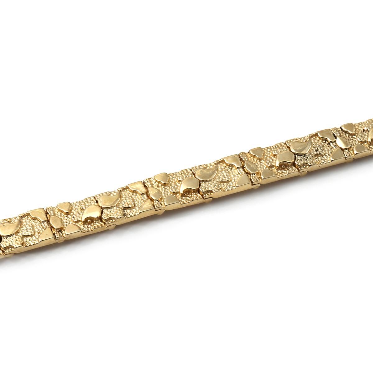 10K イエローゴールド ナゲットブレスレット 幅5.5mm 18cm 10K イエローゴールド ナゲットブレスレット 幅5.5mm 18cm