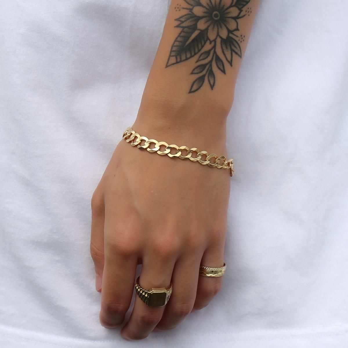 AVALANCHE 10K イエローゴールド キューバン アンクレット 10K イエローゴールド スクリューアンクレット 幅2mm 22cm-25cm