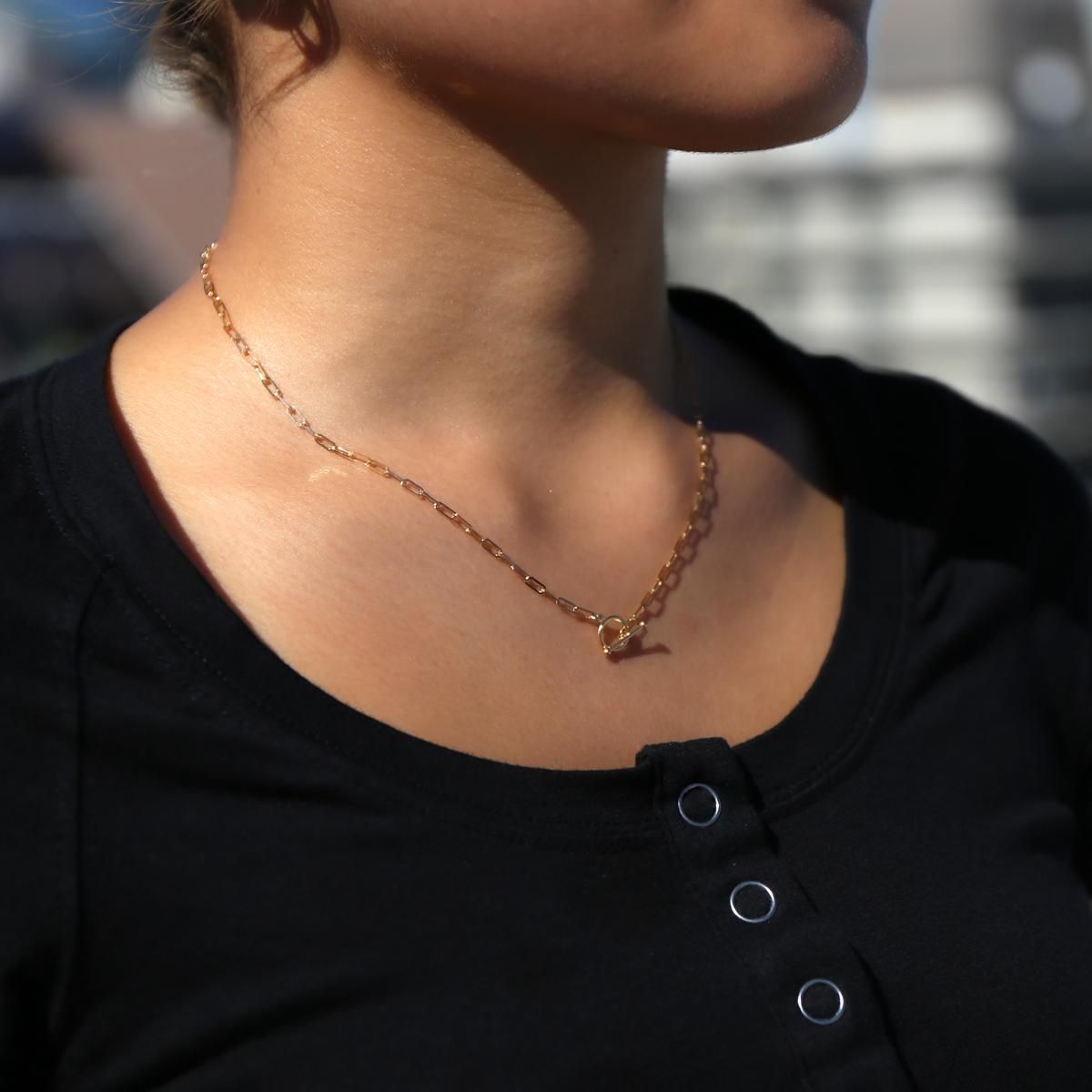 10K イエローゴールド ペーパークリップネックレス 幅2.2mm 41cm 10K イエローゴールド ペーパークリップネックレス 幅2.2mm 41cm