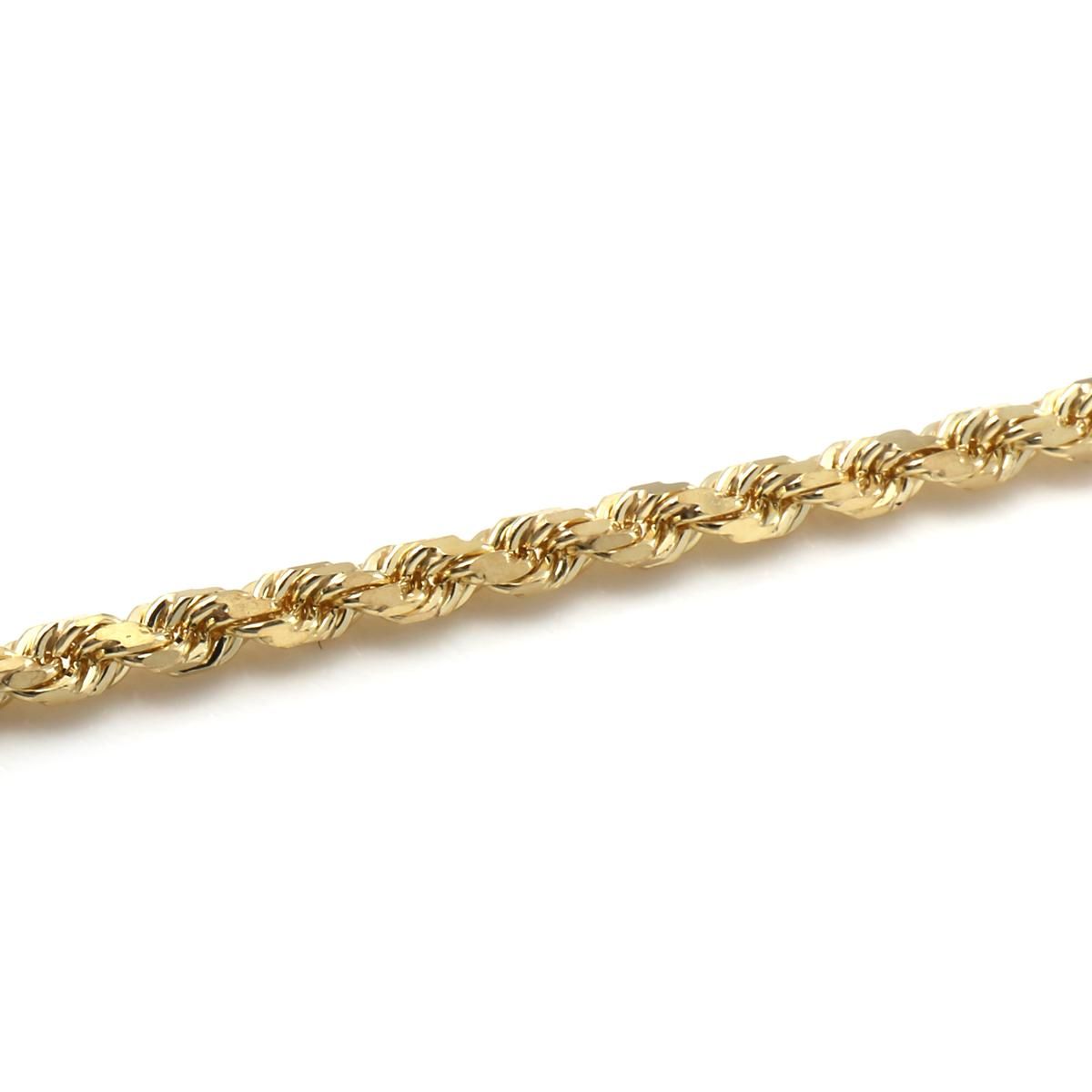 10K イエローゴールド ロープブレスレット 幅2mm 17cm-19cm 10K イエローゴールド ロープブレスレット 幅2mm 17cm-19cm