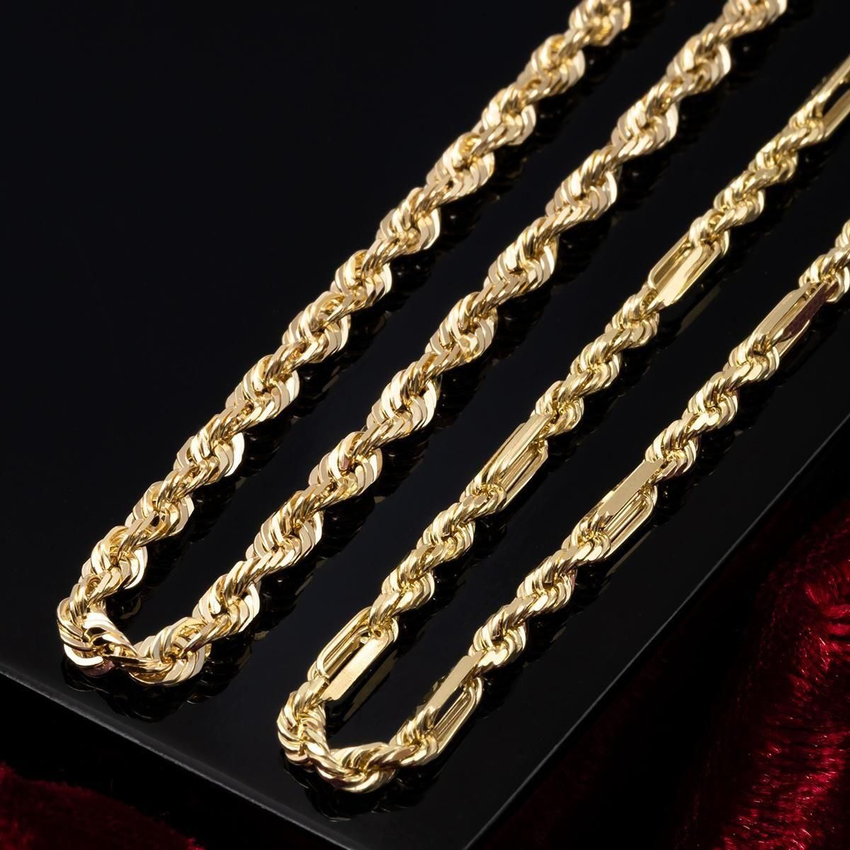 10K イエローゴールド フィガロープネックレス 幅2.8mm 45cm-60cm