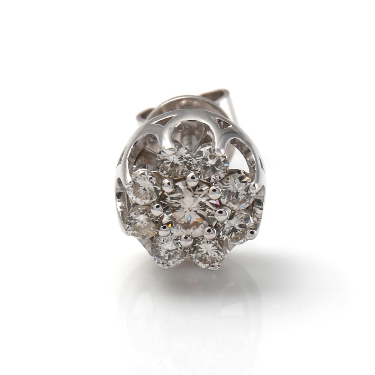 ダイヤモンド 10K ホワイトゴールド ピアス 8.2mm - AVALANCHE ダイヤモンド 10K ホワイトゴールド ピアス 8.2mm - AVALANCHE