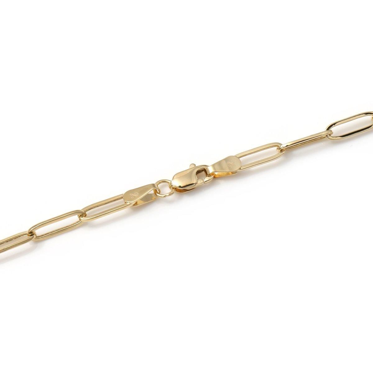 10K イエローゴールド ペーパークリップブレスレット 幅3mm 17cm 10K イエローゴールド ペーパークリップブレスレット 幅3mm 17cm