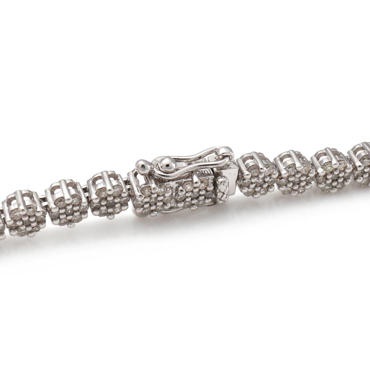 ダイヤモンド 10K ホワイトゴールド ブレスレット 幅3.8mm 17cm ダイヤモンド 10K ホワイトゴールド ブレスレット 幅3.8mm 17cm