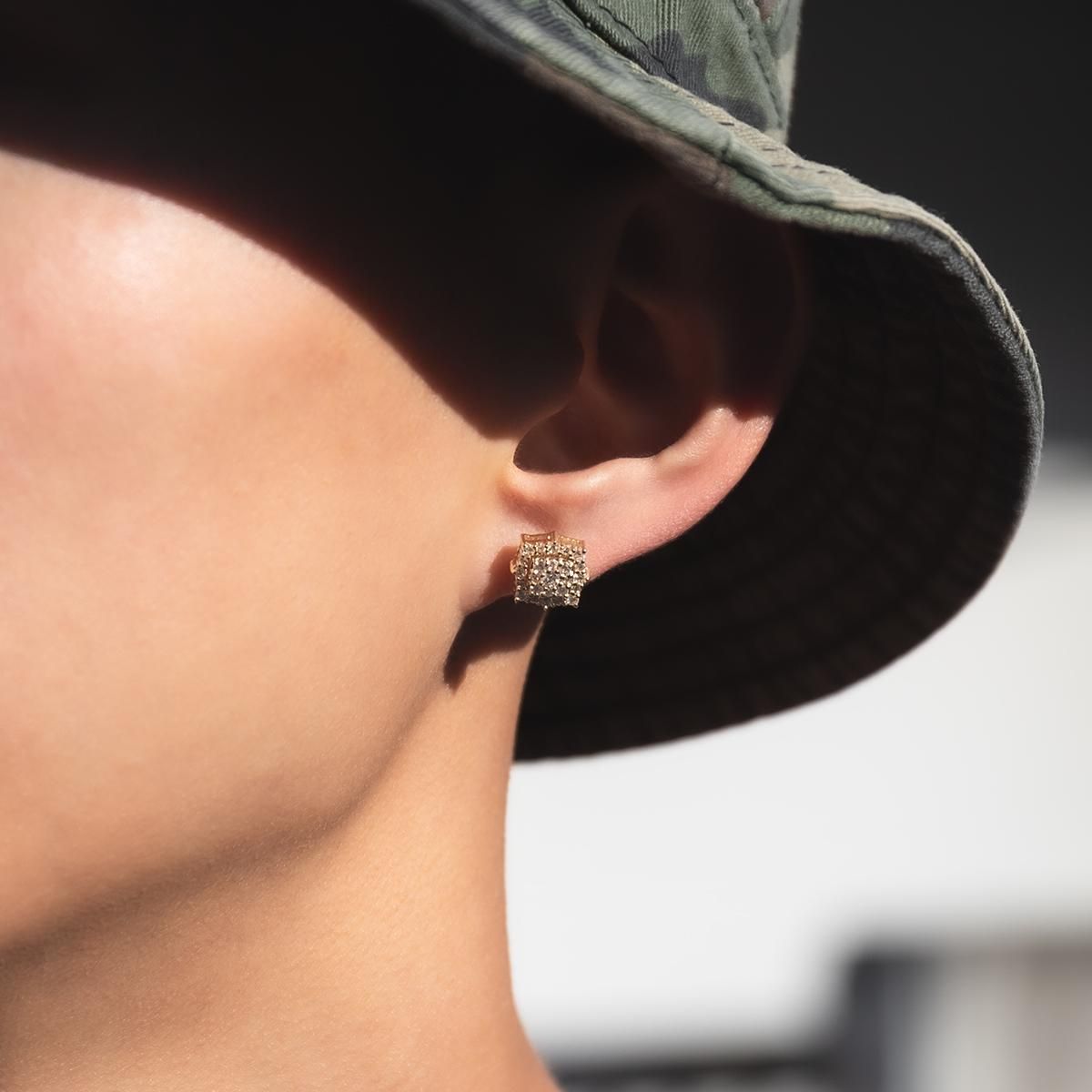 ダイヤモンド 10K イエローゴールド ピアス 10mm - AVALANCHE ダイヤモンド 10K イエローゴールド ピアス 10mm - AVALANCHE