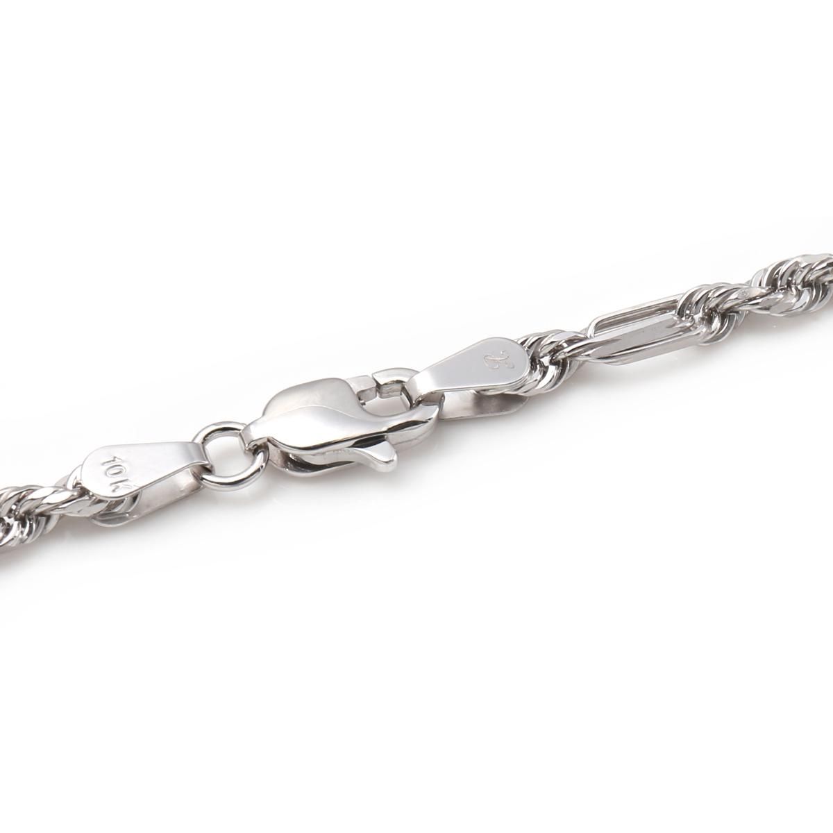 10K ホワイトゴールド フィガロープブレスレット 幅2.8mm 19cm 10K ホワイトゴールド フィガロープブレスレット 幅2.8mm 19cm