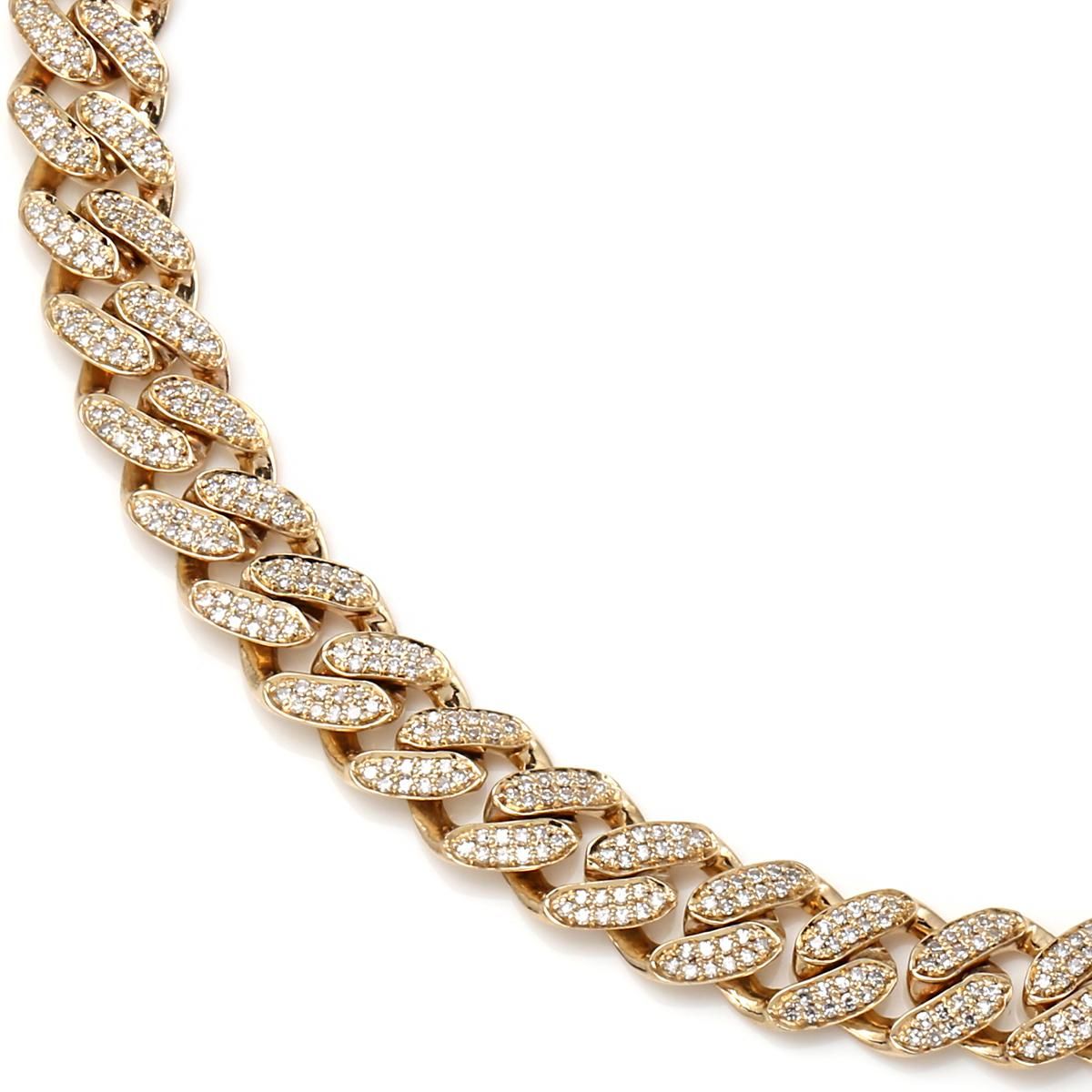 ダイヤモンド 14K イエローゴールド マイアミネックレス 幅7mm ダイヤモンド 14K イエローゴールド マイアミネックレス 幅7mm
