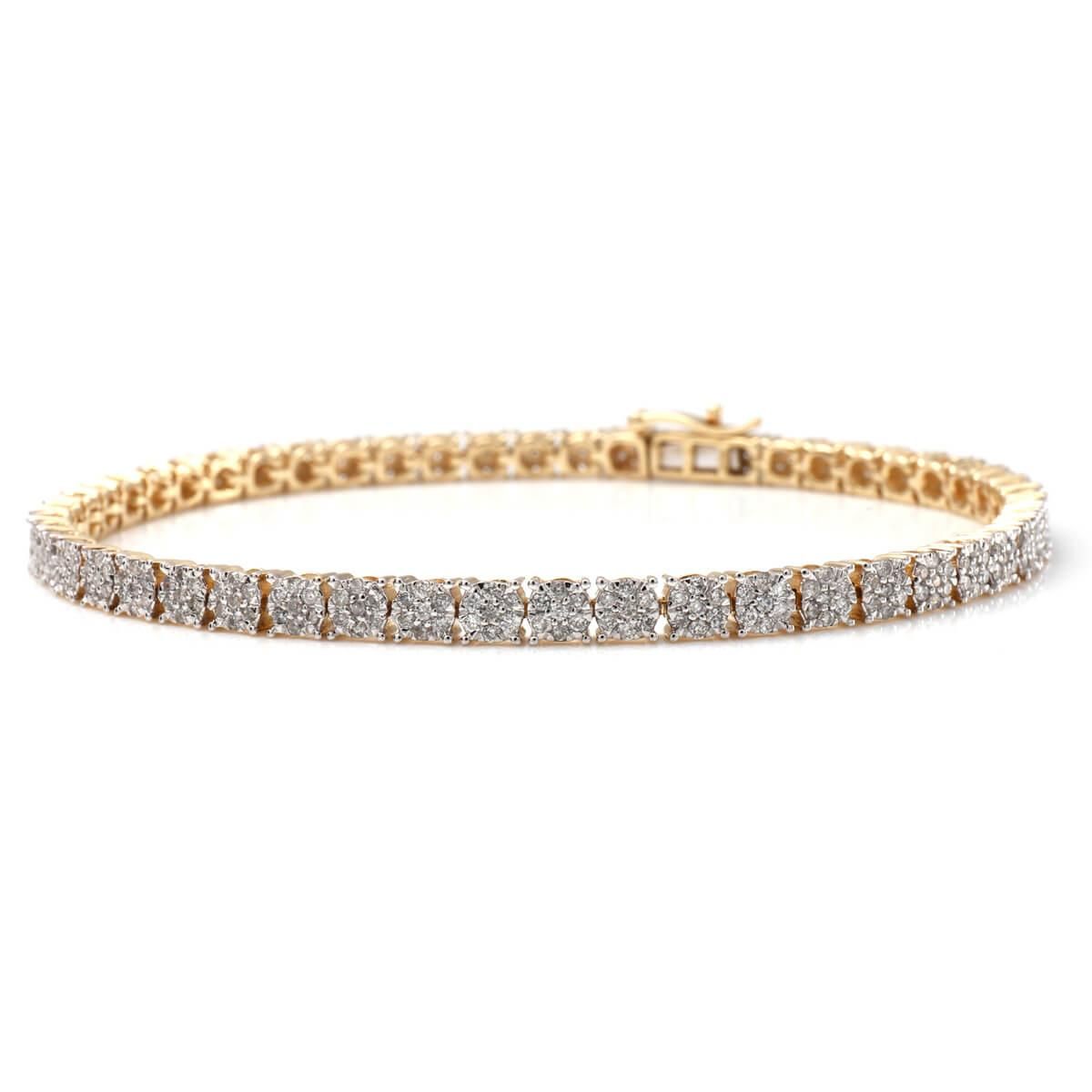 ダイヤモンド 14K イエローゴールド ブレスレット 幅3.5mm 19cm ダイヤモンド 14K イエローゴールド ブレスレット 幅3.5mm 19cm