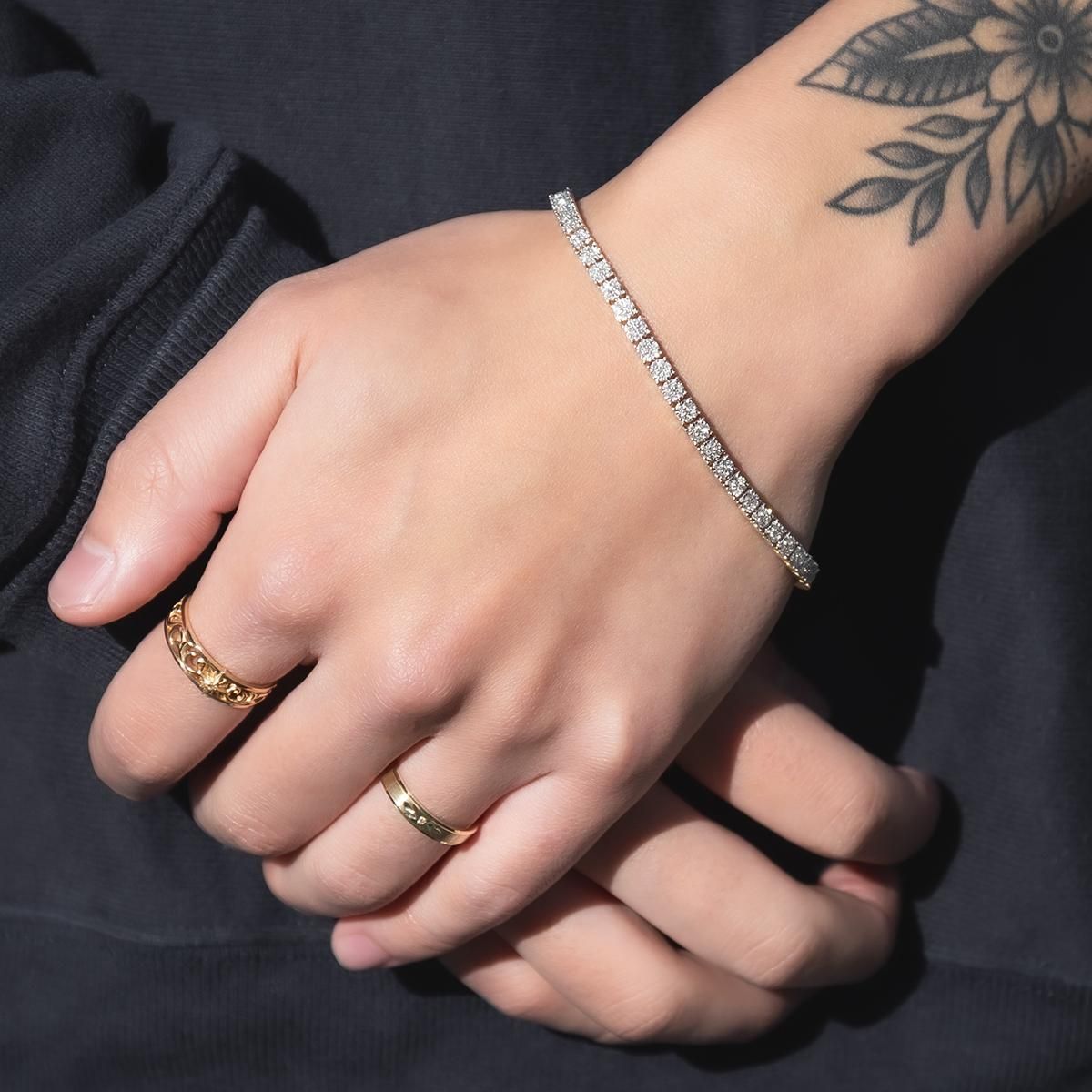 ダイヤモンド 14K イエローゴールド ブレスレット 幅3.5mm 19cm ダイヤモンド 14K イエローゴールド ブレスレット 幅3.5mm 19cm