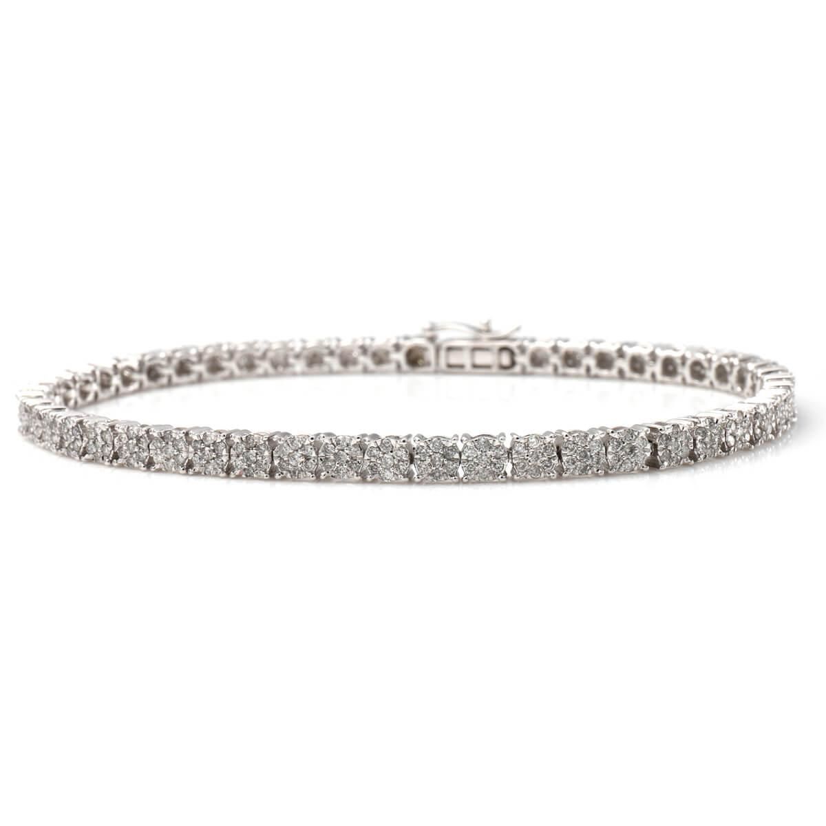 ダイヤモンド 14K ホワイトゴールド ブレスレット 幅3.5mm 19cm ダイヤモンド 14K ホワイトゴールド ブレスレット 幅3.5mm 19cm