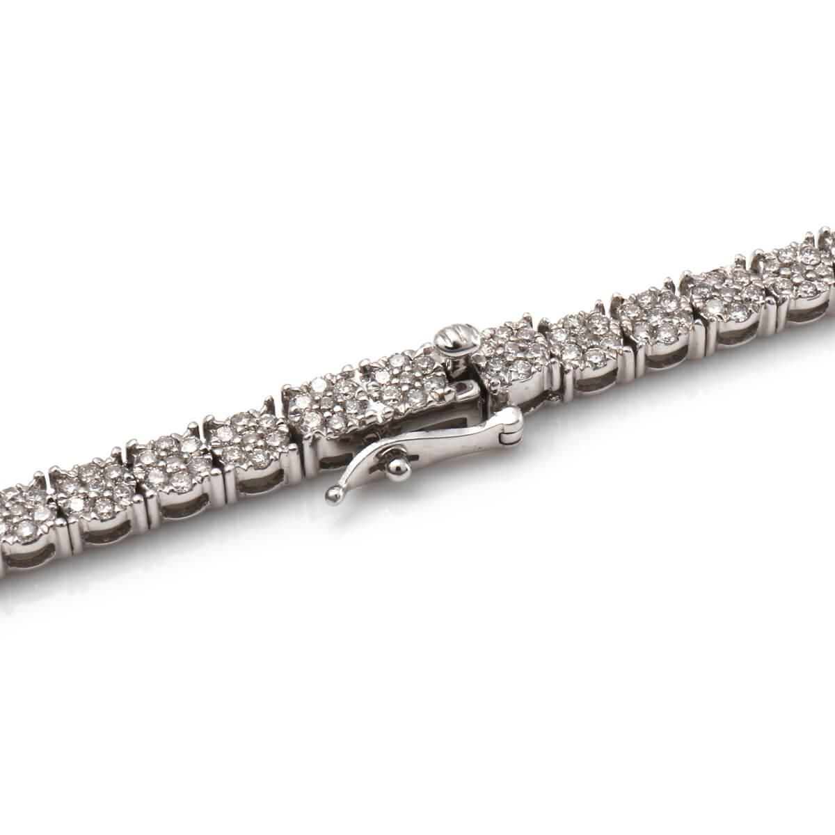 ダイヤモンド 14K ホワイトゴールド ブレスレット 幅3.5mm 19cm ダイヤモンド 14K ホワイトゴールド ブレスレット 幅3.5mm 19cm