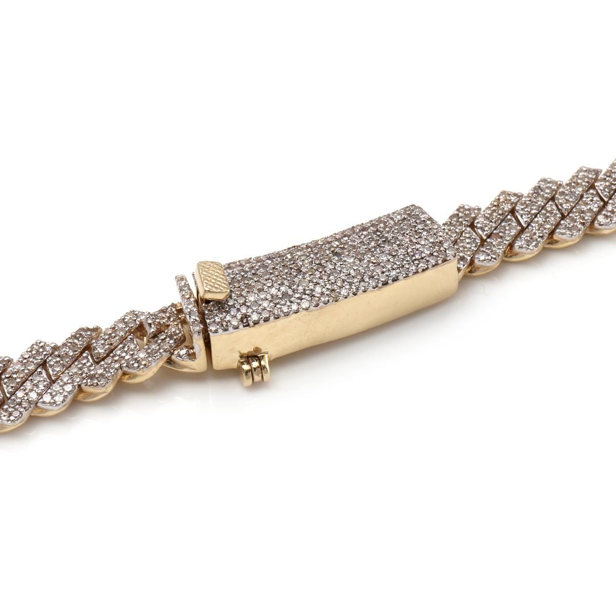 ダイヤモンド 10K イエローゴールド スクエアマイアミネックレス