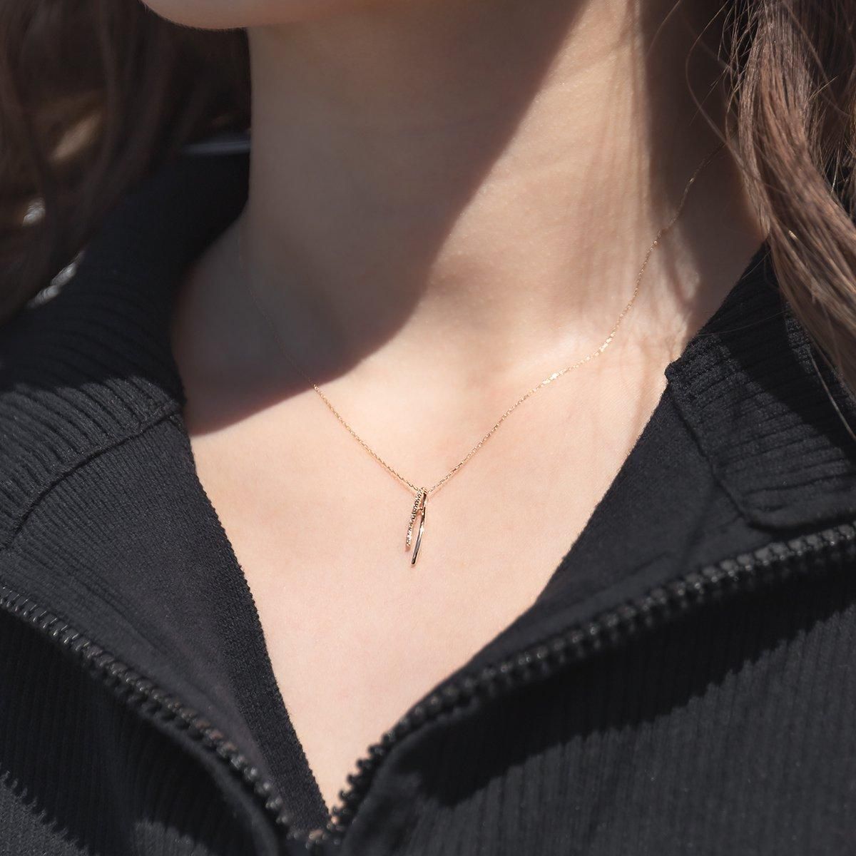 ダイヤモンド 10K イエローゴールド ネックレス&ペンダント 40cm