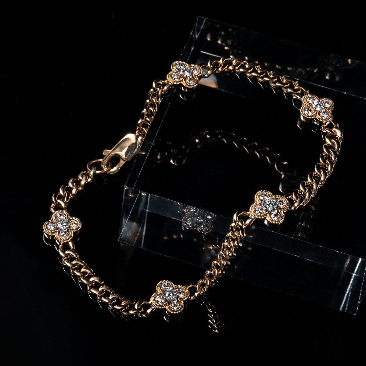 ダイヤモンド 14K イエローゴールド ブレスレット 幅8mm 18cm ダイヤモンド 14K イエローゴールド ブレスレット 幅8mm 18cm