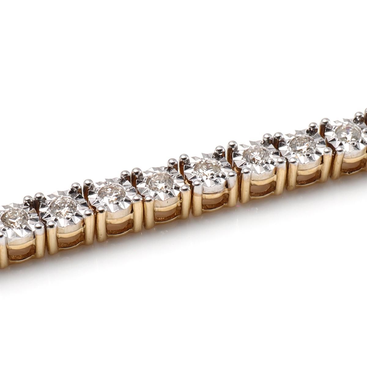 ダイヤモンド 14K イエローゴールド テニスブレスレット 幅3mm ダイヤモンド 14K イエローゴールド テニスブレスレット 幅3mm